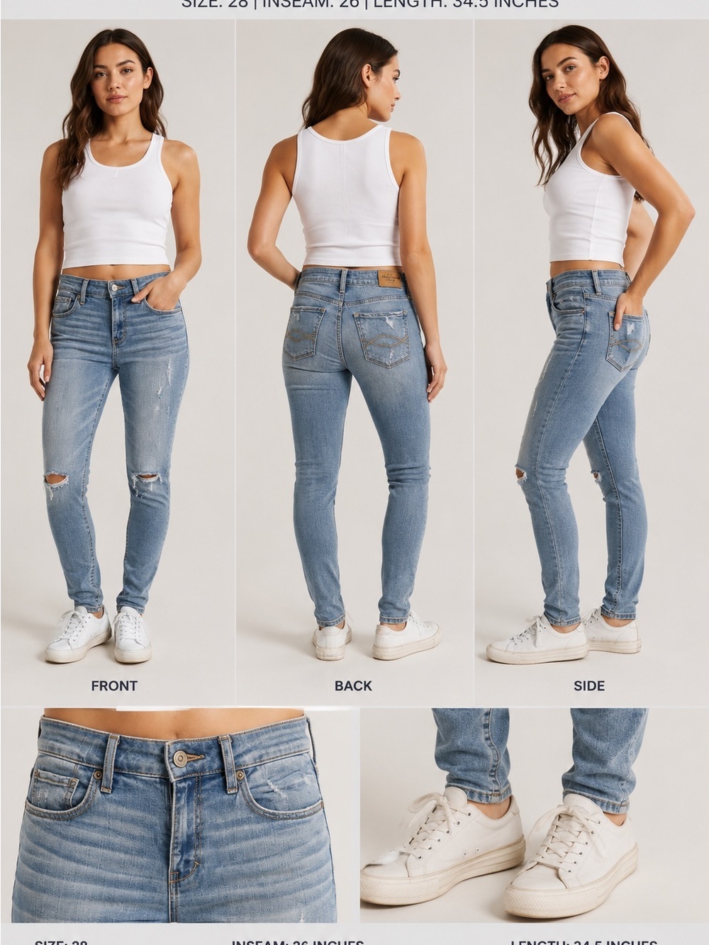 Abercrombie & Fitch Light Blue Distressed Skinny Jeans - Women's